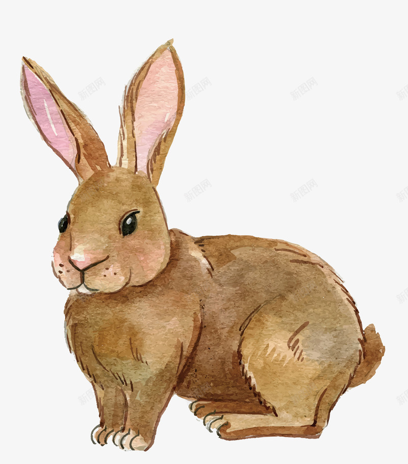 水彩绘可爱兔子矢量图ai免抠素材_88icon https://88icon.com 动物 可爱兔子 手绘 水彩 矢量图