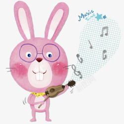 一只拉小提琴的小兔子素材