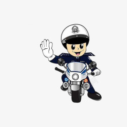 骑车摩托车的卡通警察素材
