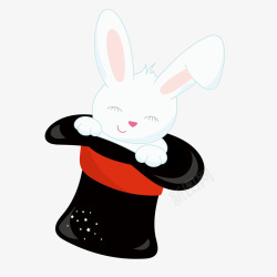 卡通魔术帽里的兔子矢量图素材