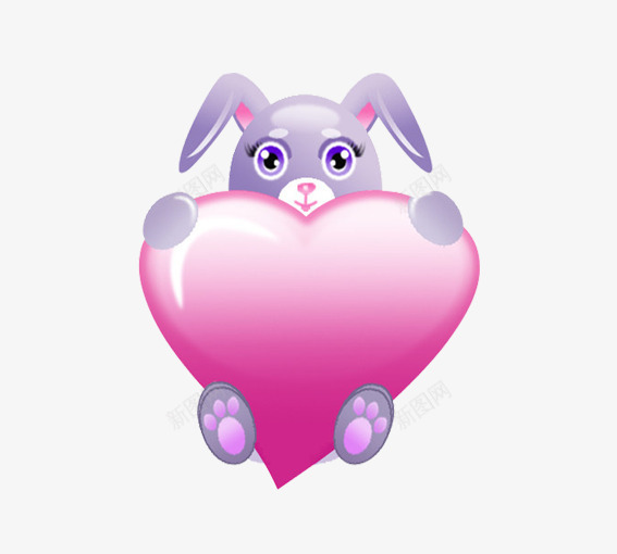 抱着心的小兔子png免抠素材_88icon https://88icon.com 创意卡通小动物 动物 卡通动物 卡通小兔子 粉色 紫色