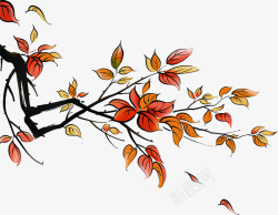 创意手绘水彩秋天的树叶枫叶素材