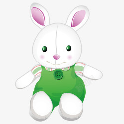 绿色衣服小兔子毛绒玩具素材