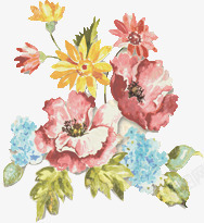 彩绘牡丹花粉红花朵素材