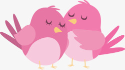 粉红色可爱情侣鸟矢量图素材
