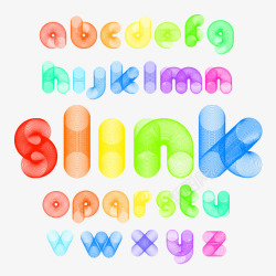 小清新彩色渐变线条字母装饰素材