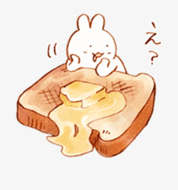 看着牛油面包的吃货兔子素材
