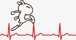 心电图线上奔跑的兔子矢量图素材