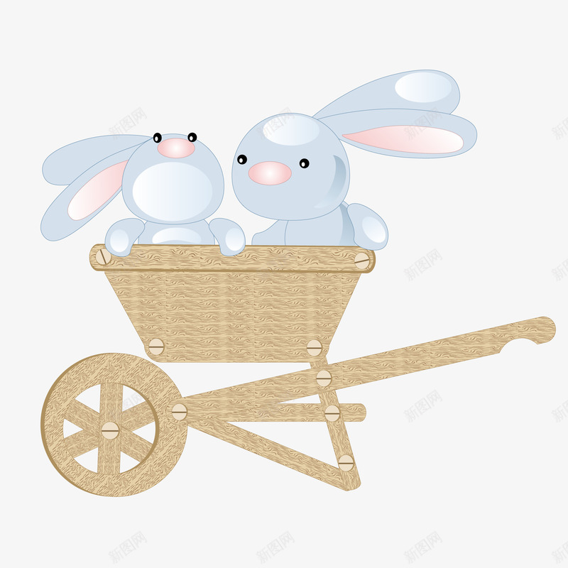 坐在手推车里的小兔子矢量图ai免抠素材_88icon https://88icon.com 动物设计 卡通 可爱 小兔子 手推车 矢量图