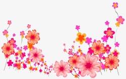 粉红色手绘花丛装饰图案素材