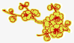 黄色手绘梅花图案素材