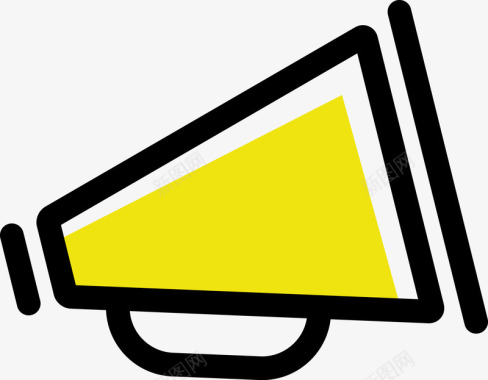 热闹集市黄色卡通小喇叭图标图标