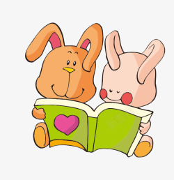 小兔子看书素材