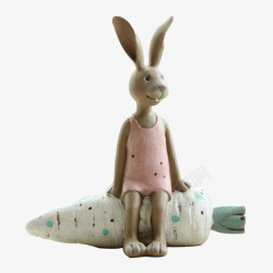 小兔子坐在胡萝卜上素材