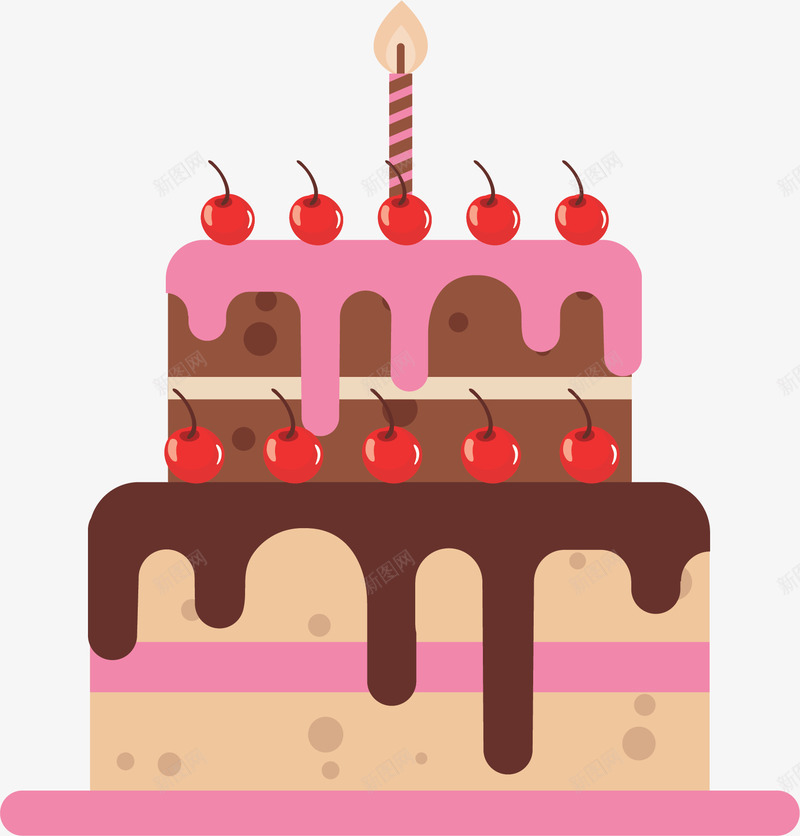 粉红奶油生日蛋糕矢量图ai免抠素材_88icon https://88icon.com 奶油蛋糕 生日祝福 生日蛋糕 矢量png 粉红色 蛋糕 矢量图