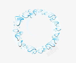 蓝色圆形动感透明水晶水滴素材