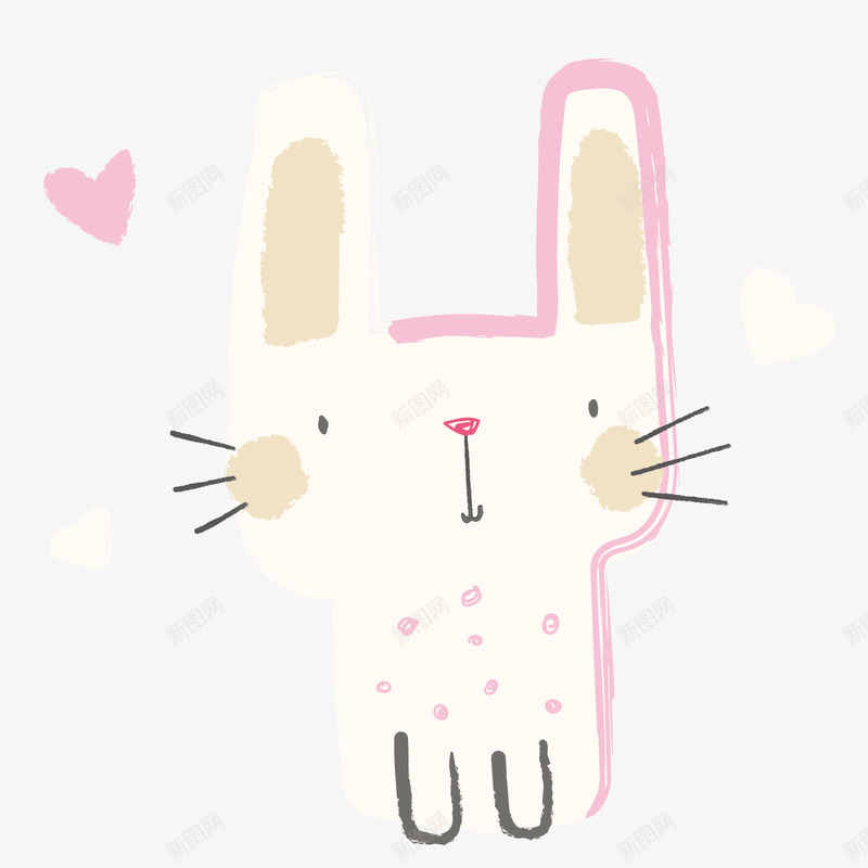 粉色可爱小兔可爱卡通矢量图ai免抠素材_88icon https://88icon.com 卡通 可爱 小兔子 小眼睛 手绘 简单 粉色爱心 矢量图