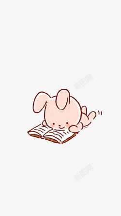 手绘兔子看书矢量图素材
