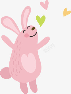 开心的粉色兔子矢量图素材