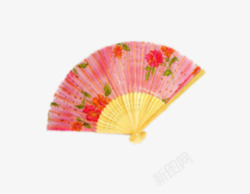 扇子粉红花扇子中国风扇子素材