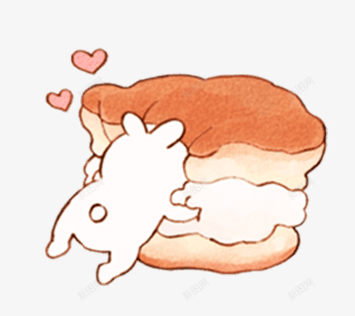 抱着面包的吃货兔子png免抠素材_88icon https://88icon.com 兔子 可爱 吃货 开心 手绘 抱着 爱心 粉色 面包卡通