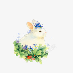 手绘唯美小兔子插画素材