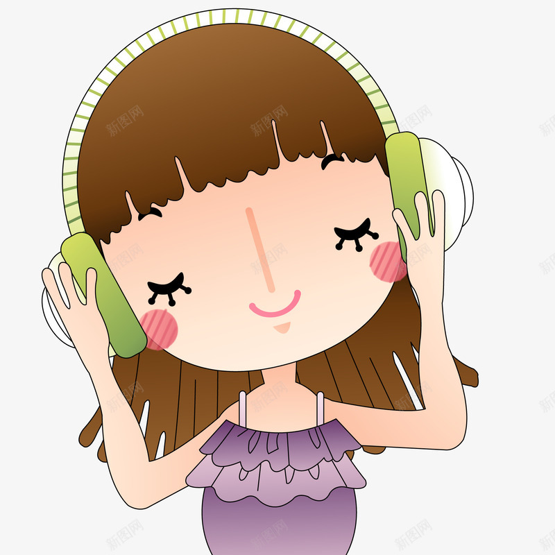 享受音乐的女孩人物矢量图ai免抠素材_88icon https://88icon.com 享受音乐 人物设计 卡通 可爱 女孩 微笑 矢量图