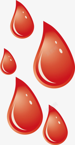 红色水滴手绘元素素材