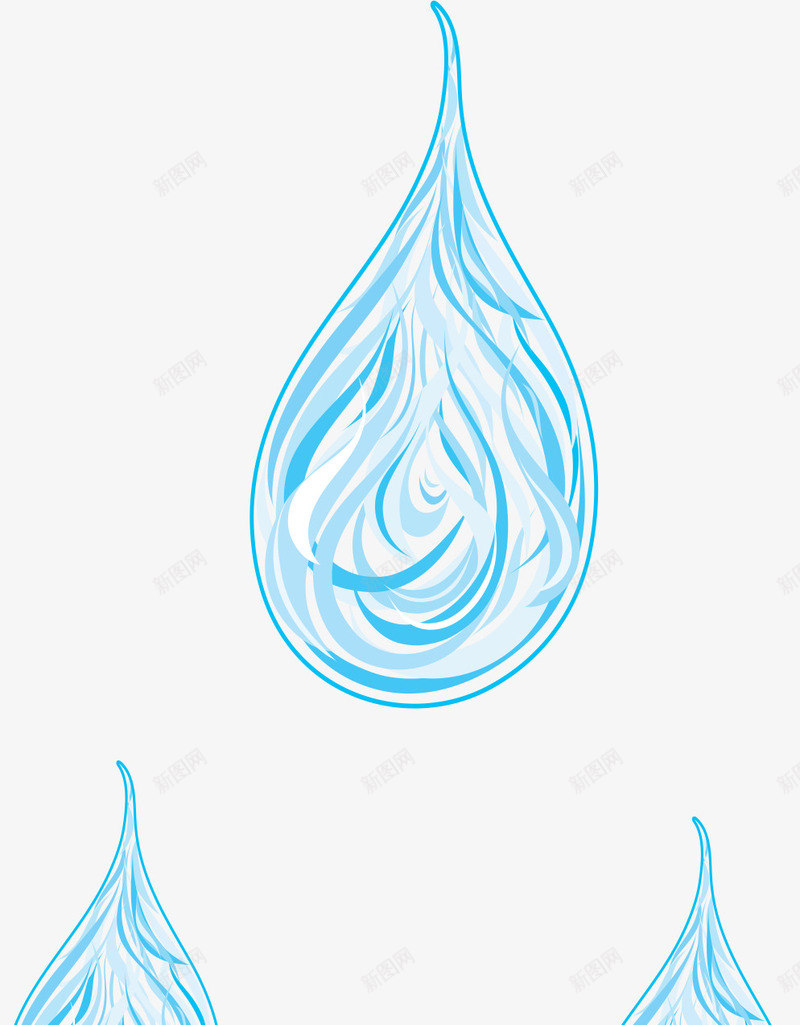 蓝色水滴漂浮png免抠素材_88icon https://88icon.com AI 卡通 手绘 水滴 漂浮 线条 背景 蓝色