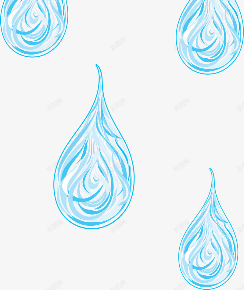 蓝色水滴漂浮png免抠素材_88icon https://88icon.com AI 卡通 手绘 水滴 漂浮 线条 背景 蓝色