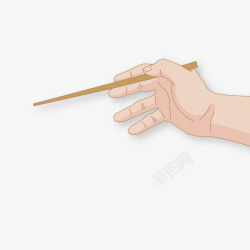 男性手势手拿一只筷子矢量图高清图片
