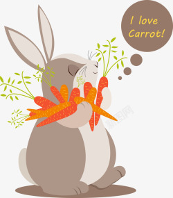 小兔子吃胡萝卜素材