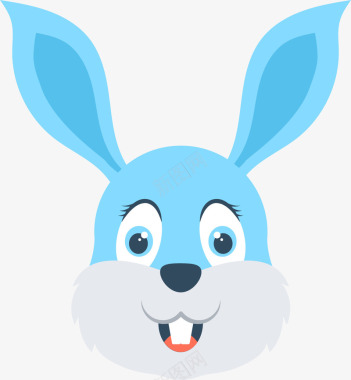 粉色兔耳朵可爱蓝色兔子图标图标