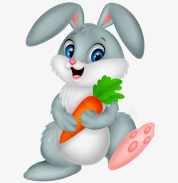 抱兔子手绘抱红萝卜卡通兔子高清图片