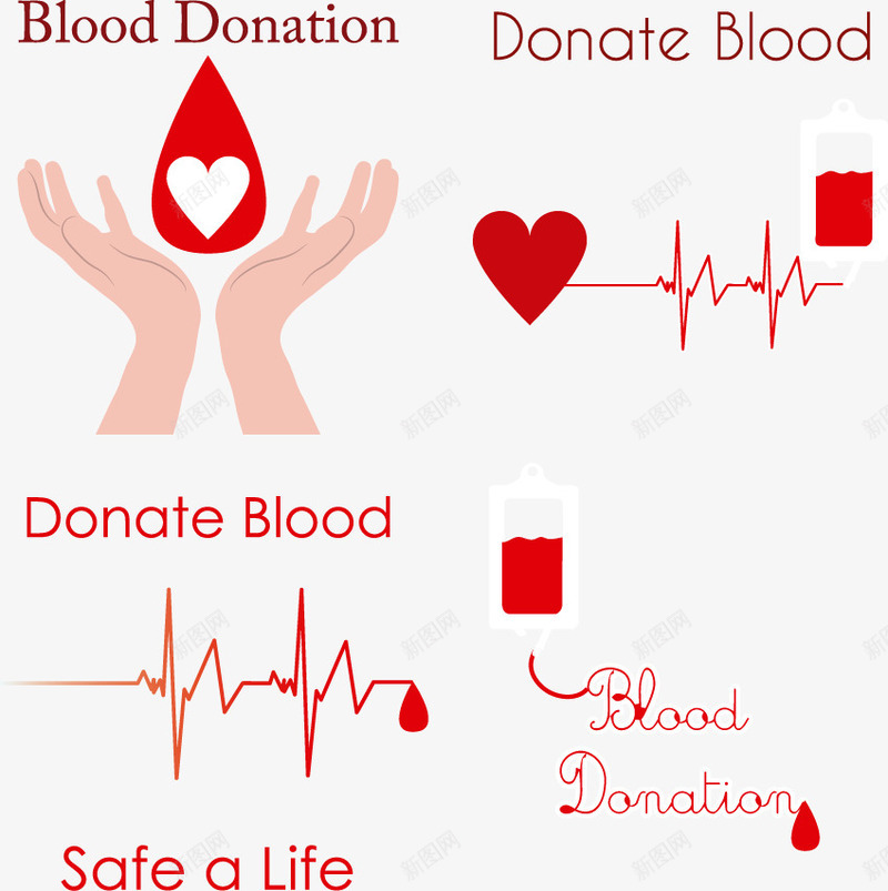 呼吁献血元素png免抠素材_88icon https://88icon.com 元素 宣传 献血 红色 装饰
