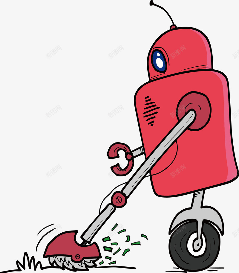 收拾杂物的机器人矢量图ai免抠素材_88icon https://88icon.com 做家务 收拾杂物 机器人 矢量png 粉红机器人 粉红色 矢量图