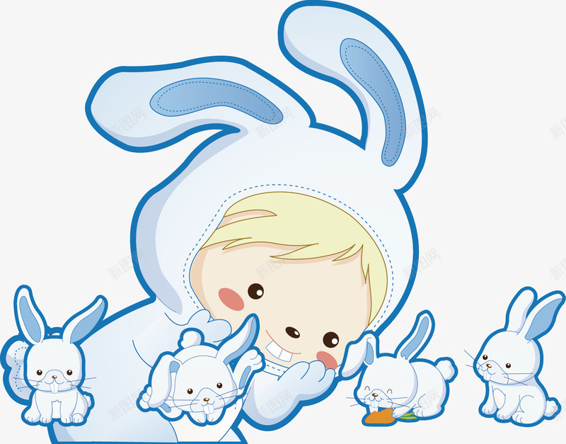 兔妈和兔宝宝矢量图ai免抠素材_88icon https://88icon.com 兔妈妈 卡通动物 小兔子 矢量图