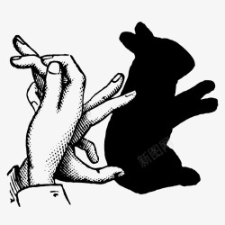 黑白手势兔子素材