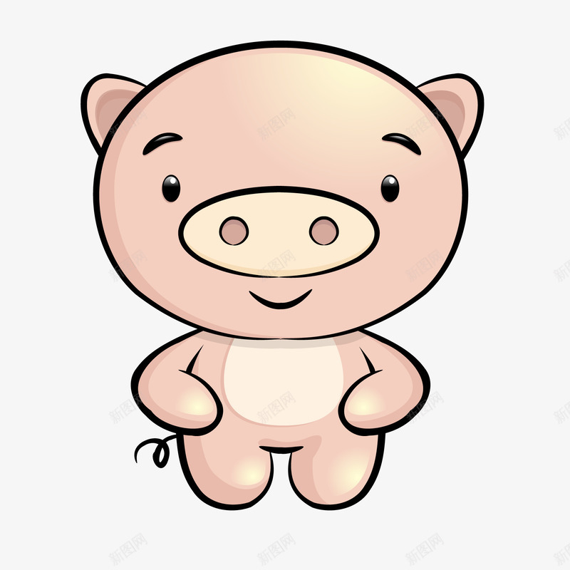 卡通可爱的粉红猪动物矢量图ai免抠素材_88icon https://88icon.com 动物设计 卡通 可爱 手绘 粉红猪 矢量图