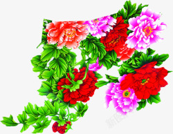 中秋节粉红色花朵绿叶素材