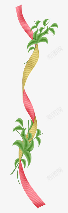粉红丝带上的绿色植物png免抠素材_88icon https://88icon.com 丝带 粉红 素材 绿色植物