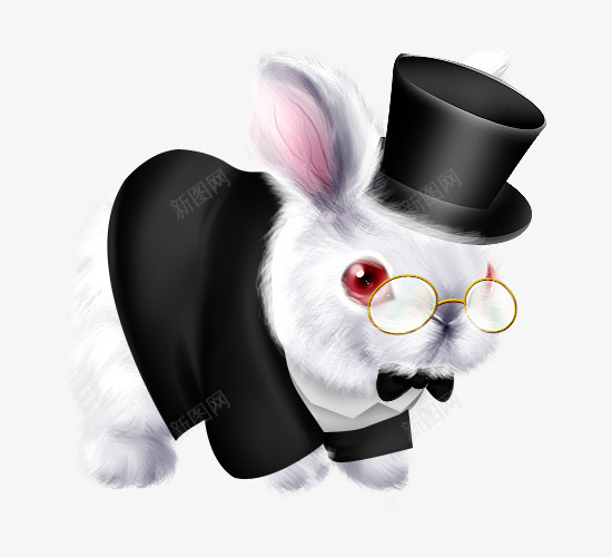 戴眼镜的兔子png免抠素材_88icon https://88icon.com 可爱 礼帽 西装 金边眼镜