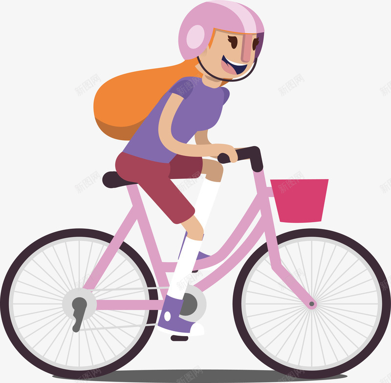粉红色自行车png免抠素材_88icon https://88icon.com 女性骑手 矢量png 粉红色 粉色单车 自行车 骑行