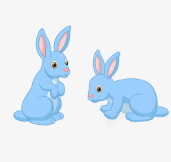 蓝色卡通可爱小兔子矢量图素材