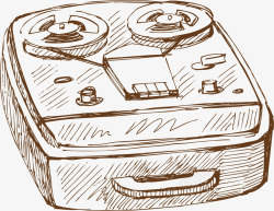 音乐线条放音盒手绘复古素材