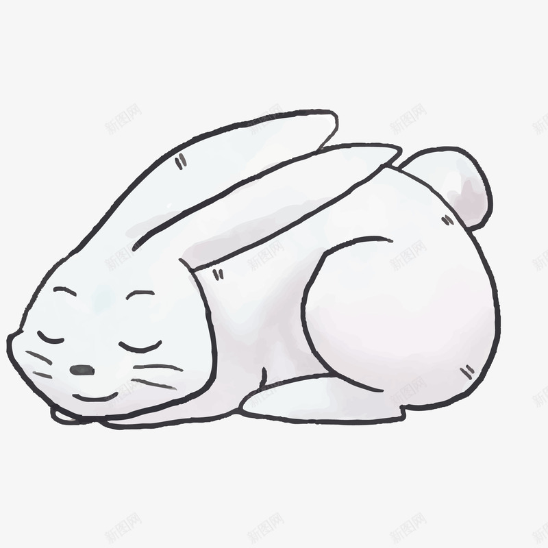 卡通睡觉的可爱小兔子矢量图ai免抠素材_88icon https://88icon.com 动物设计 卡通 可爱 复活节 小兔子 手绘 睡觉 矢量图