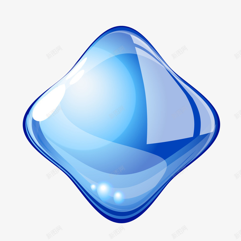 创意冰晶水滴png免抠素材_88icon https://88icon.com 冰晶晶莹蓝色水滴创意异形