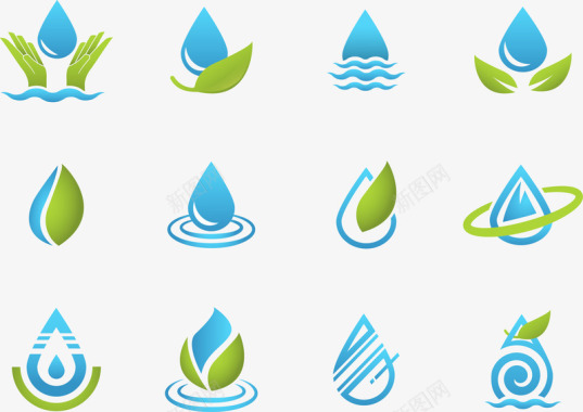 卡通山水环保水元素创意图标图标