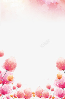 小清新手绘粉红花朵边框素材