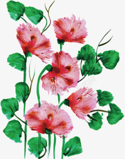 粉红水彩植物花丛矢量图素材